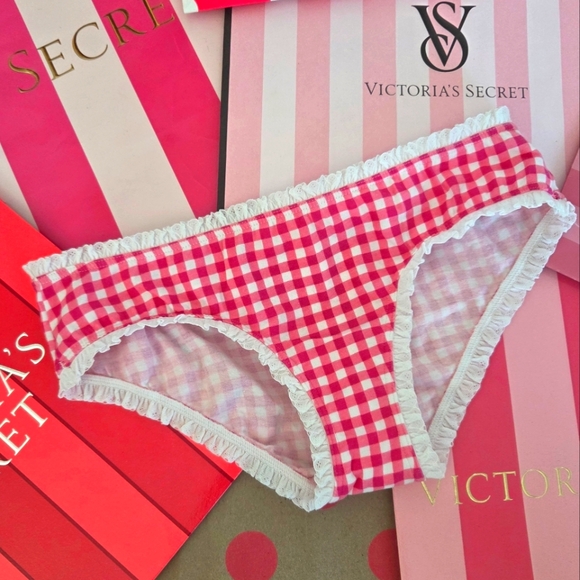 Victoria's Secret Vintage Plaid Low Rise Pink Hiphugger Panty Ruffle Trim NWT - Picture 10 of 12